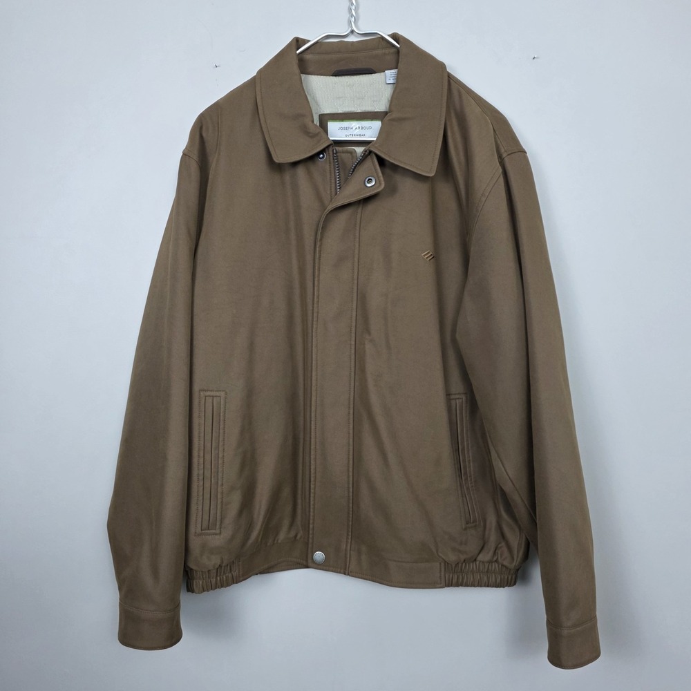 Joseph Abboud Men's Brown Bomber Canvas Jacket Lined Coat Size L